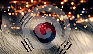 South Korea National Flag Light Night Bokeh Abstract Background