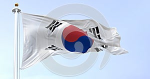 South Korea national flag waving on a clear day photo