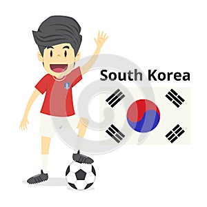 South Korea national team cartoon,football World,country flags.