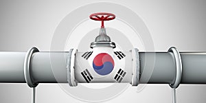 South Korea oil and gas fuel pipeline. Oil industry concept. 3D Rendering