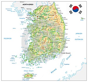 South Korea Physical Map