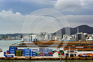 South Korea Pusan Busan old port general view of city of Pusan