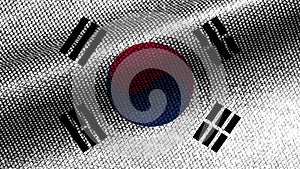 South Korea Realistic Fabric Texture Effect Wavy Dark Colors Flag 3D Illustrations