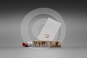 South Korea\'s election ballot stamp symbol and a ballot with the word vote.