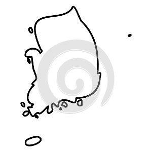 South Korea - solid black outline border map of country area. Simple flat vector illustration