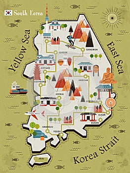 South Korea travel map