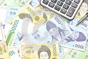 South Korea won money bills in Different value