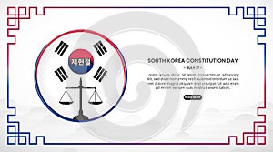 South Korean Constitution Day background with silhouette weigher and clouds