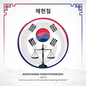 South Korean Constitution Day background with silhouette weigher and flag