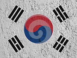 South Korean flag painted on the wall.