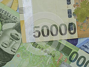 South Korean won banknotes money