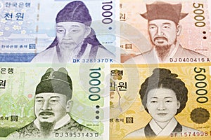 South Korean won a business background