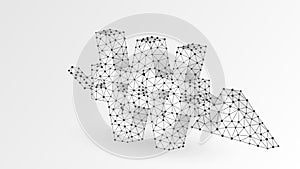 South Korean Won currency, Downtrend arrow. Polygonal business crisis, crash, data finance concept. Abstract, digital