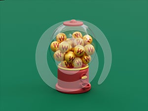 South Korean Won Currency Gumball Machine Arcade Candy Bubble Gum 3D Illustration