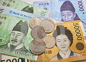 South Korean won currency money exchange