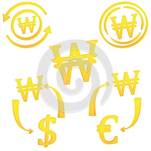 South Korean Won currency symbol icon of Korea