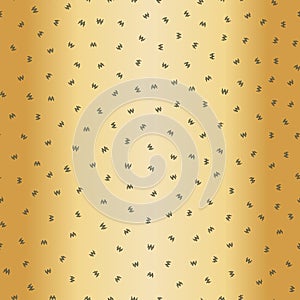 South Korean Won icon seamless vector pattern background. Black tiny Korean currency symbol on gold gradient backdrop