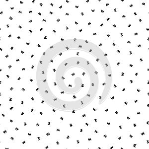South Korean Won icon seamless vector pattern background. Black tiny Korean currency symbol on white backdrop. Scattered