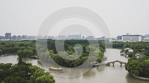 South Lake scenic area and city skyline in Jiaxing, China