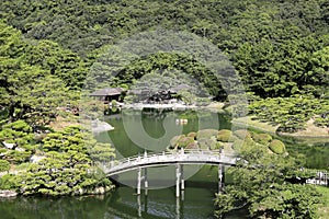 South lake, view from Hirai hill in Ritsurin garden