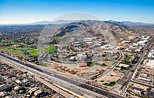 South Mountain aerial view looking SW from Interstate 10