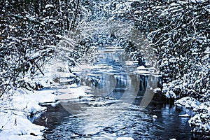 South mountain stream in winter woods