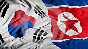 South and North Korea Combined Flag | Korean Relations Concept | Relationship Cover Background