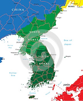South and North Korea map