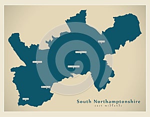 South Northamptonshire district map - England UK