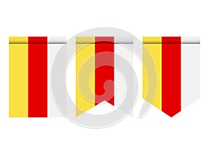 South ossetia flag or pennant isolated on white background. Pennant flag icon