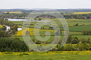 South Oxfordshire countryside with River Thames looking from Wittenham Clumps