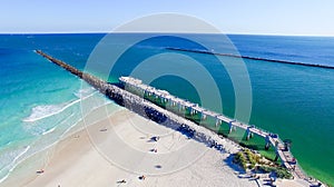 South Pointe Park in Miami Beach, aerial view