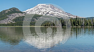 South Sister mountain reflecting in Sparks Lake