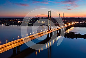 South subway bridge in evening. Kiev, Ukraine