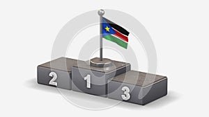 South Sudan 3D waving flag illustration on winner podium.