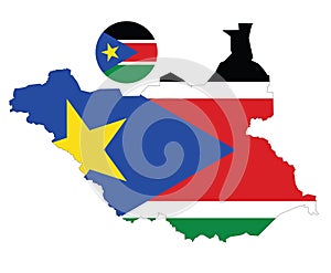 South Sudan Map and Flag