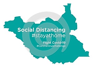 South Sudan map with Social Distancing stayathome tag