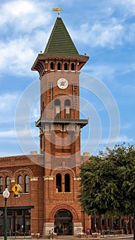 South Tower of the Grapevine Convention and Visitors Bureau in the historic district of Grapevine, Texas.