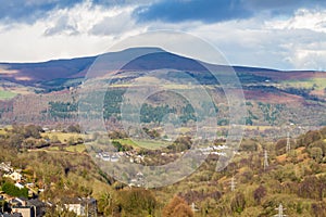 South Wales view towards the Sugar Loaf hill. Monmouthshire.