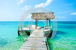 South Water Caye in Belize - small caribbean paradise island with tropical beach for vacation and relaxing