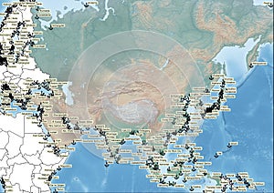 South West Asia continent Illustration the biggest ports