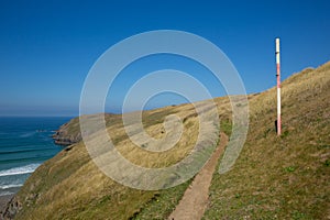 South west coast path sign between Perranporth and Holywell Bay