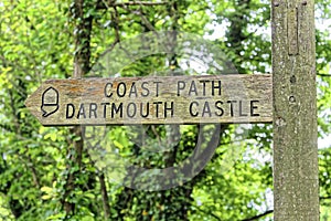 South West Coast Path sign to Dartmouth Castle