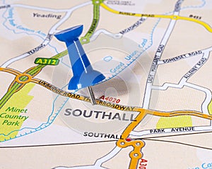 Southall on a UK Map