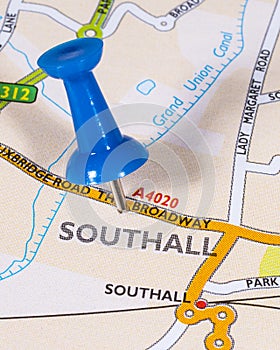 Southall on a UK Map