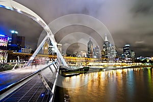 Southbank Pedestrian Bridge, Melbourne in the night