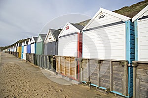 Southbourne, Bournemouth, Dorset, England, A view of a row of beach huts
