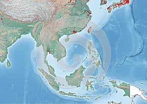 Southeast Asia continent Illustration with urban areas