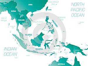 Southeast Asia detailed political map with lables