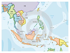 Southeast Asia map - hand-drawn cartoon style photo